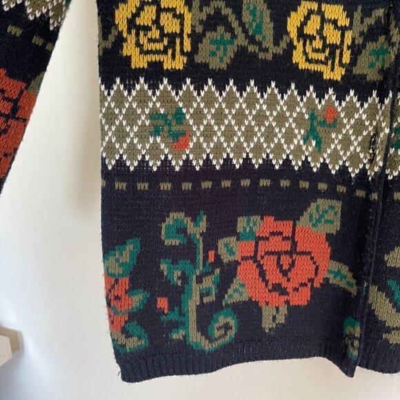 𝅺vintage Hosanna Floral Knit Grandma Sweater Cardigan Medium - Picture 4 of 5